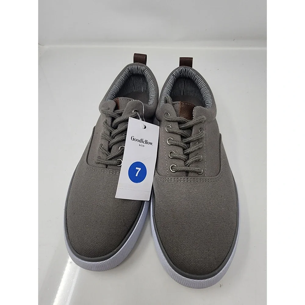 Goodfellow & Co Mens Brady Sneakers Gray Canvas Casual Lace Up Size 7